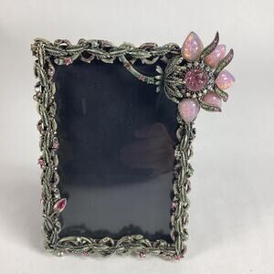 RJ Graziano Pink Floral Photo Frame With Multicolored Rhinestones - Italy